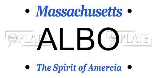 ALBO Massachusetts License Plate