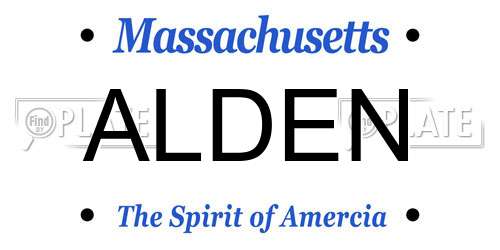 ALDEN Massachusetts License Plate