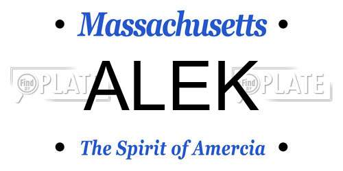 ALEK Massachusetts License Plate