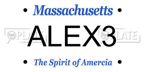ALEX3 Massachusetts License Plate
