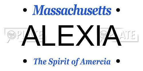 ALEXIA Massachusetts License Plate
