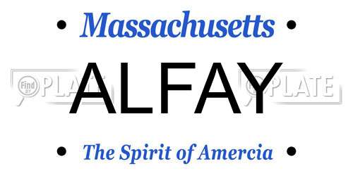 ALFAY Massachusetts License Plate