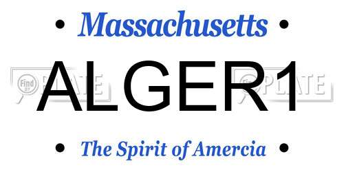 ALGER1 Massachusetts License Plate