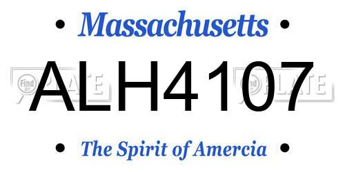 ALH4107 Massachusetts License Plate