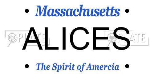 ALICES Massachusetts License Plate