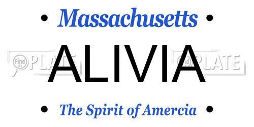 ALIVIA Massachusetts License Plate