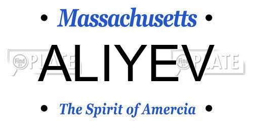 ALIYEV Massachusetts License Plate