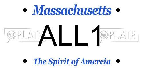 ALL1 Massachusetts License Plate
