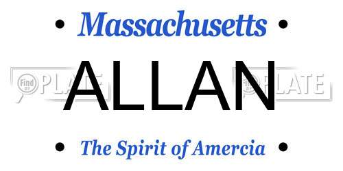 ALLAN Massachusetts License Plate