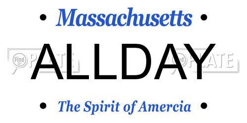 ALLDAY Massachusetts License Plate