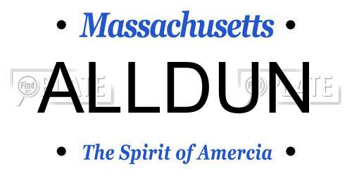 ALLDUN Massachusetts License Plate