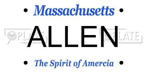 ALLEN Massachusetts License Plate