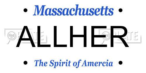 ALLHER Massachusetts License Plate