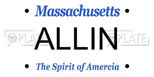 ALLIN Massachusetts License Plate
