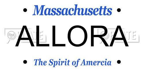 ALLORA Massachusetts License Plate