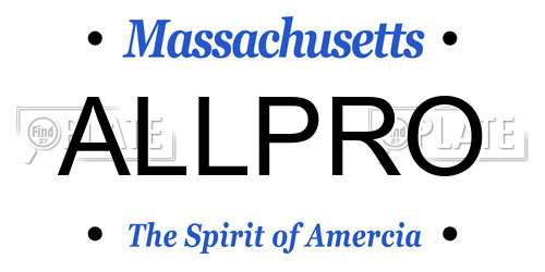 ALLPRO Massachusetts License Plate