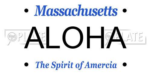 ALOHA Massachusetts License Plate