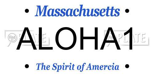 ALOHA1 Massachusetts License Plate
