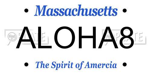 ALOHA8 Massachusetts License Plate