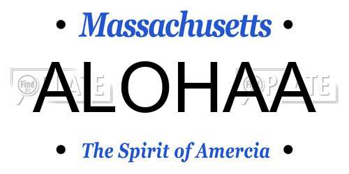 ALOHAA Massachusetts License Plate