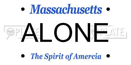ALONE Massachusetts License Plate