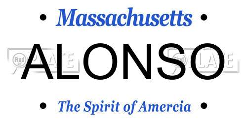 ALONSO Massachusetts License Plate