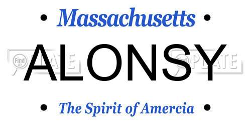 ALONSY Massachusetts License Plate