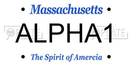 ALPHA1 Massachusetts License Plate