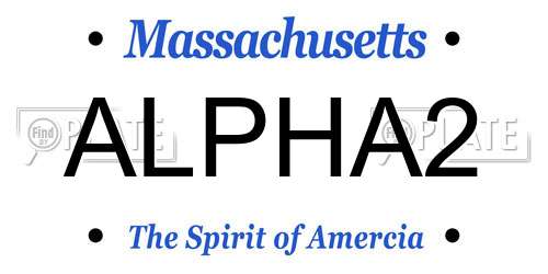 ALPHA2 Massachusetts License Plate
