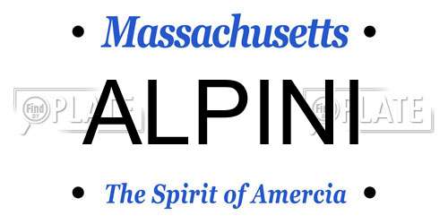 ALPINI Massachusetts License Plate