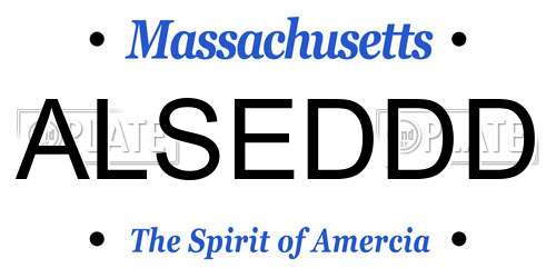 ALSEDDD Massachusetts License Plate