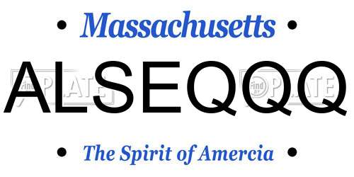 ALSEQQQ Massachusetts License Plate