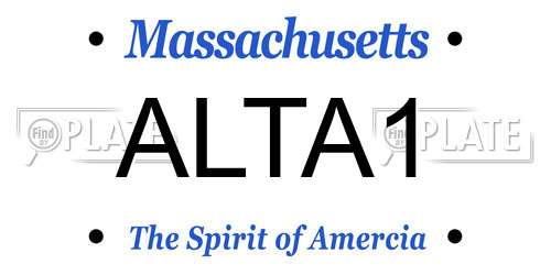 ALTA1 Massachusetts License Plate