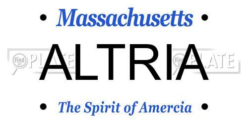 ALTRIA Massachusetts License Plate