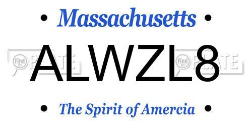 ALWZL8 Massachusetts License Plate