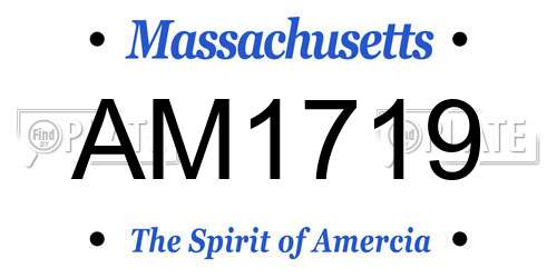 AM1719 Massachusetts License Plate