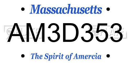 AM3D353 Massachusetts License Plate
