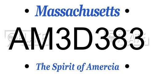 AM3D383 Massachusetts License Plate