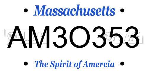 AM3O353 Massachusetts License Plate