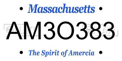 AM3O383 Massachusetts License Plate
