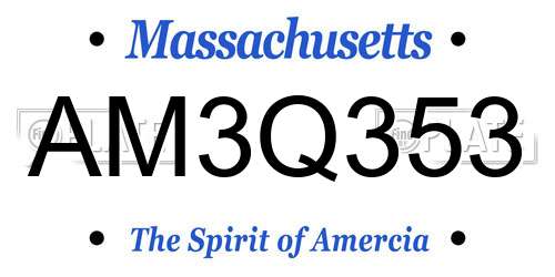 AM3Q353 Massachusetts License Plate