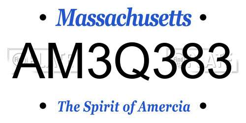 AM3Q383 Massachusetts License Plate