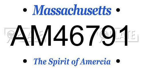 AM46791 Massachusetts License Plate