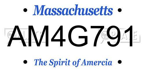 AM4G791 Massachusetts License Plate