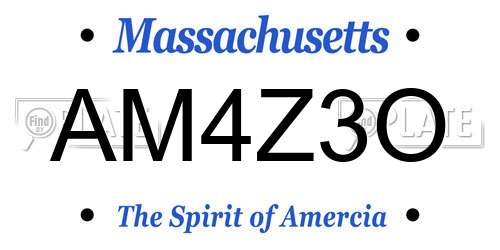 AM4Z3O Massachusetts License Plate
