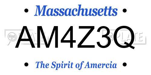 AM4Z3Q Massachusetts License Plate
