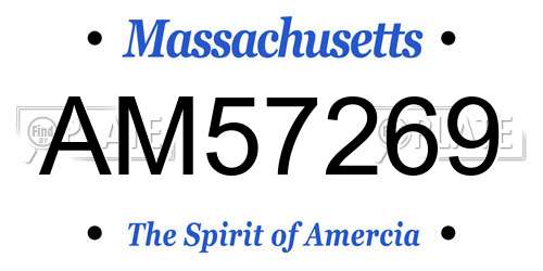 AM57269 Massachusetts License Plate