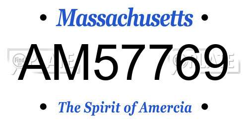 AM57769 Massachusetts License Plate