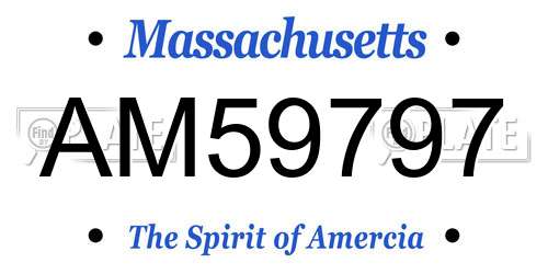 AM59797 Massachusetts License Plate