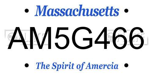 AM5G466 Massachusetts License Plate